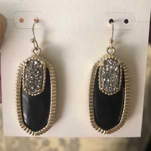Kendra Scott black and silver drusy earrings